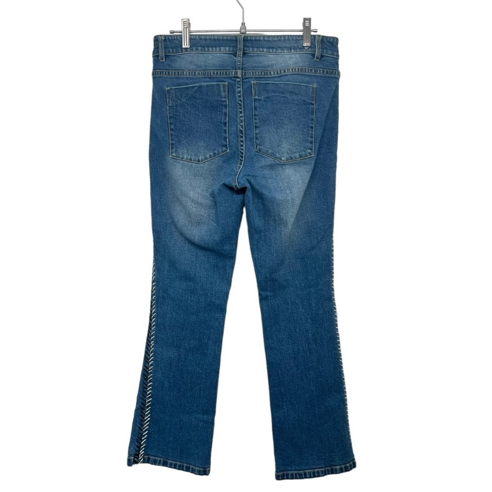 Alice + Olivia Side Stitch Boho Stretch Premium Denim Ankle Flare Jeans Women 27 - Picture 4 of 11